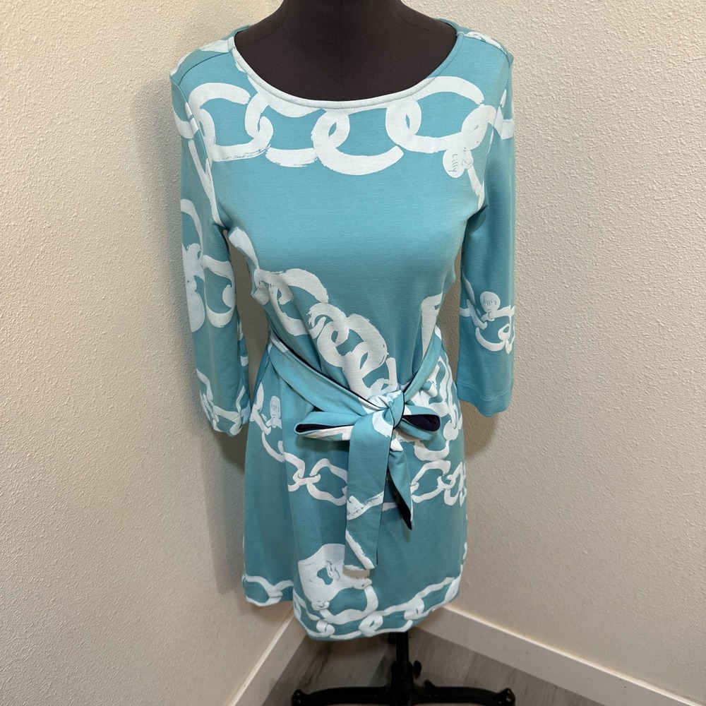 Lilly Pullitzer Jonah Posh Ponte KeyChain Print Belted Rayon Dress Small - Picture 2 of 11